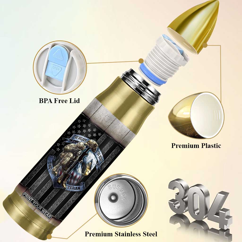 Proud Veteran Bullet Tumbler DD-214 Armed Forces Military Alumni American Flag TB10 Print Your Wear