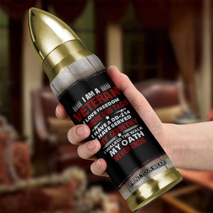 Proud Veteran Bullet Tumbler DD-214 Armed Forces Military Alumni American Flag TB10 Print Your Wear