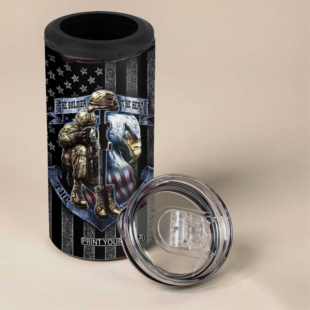 Proud Veteran 4 in 1 Can Cooler Tumbler DD-214 Armed Forces Military Alumni American Flag TB10 Print Your Wear