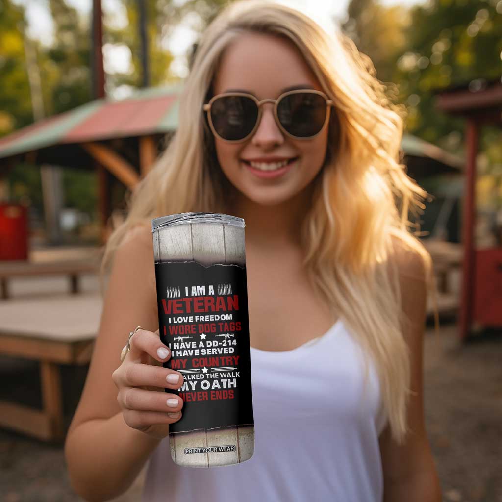 Proud Veteran Skinny Tumbler DD-214 Armed Forces Military Alumni American Flag TB10 Print Your Wear