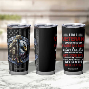 Proud Veteran Tumbler Cup DD-214 Armed Forces Military Alumni American Flag TB10 Print Your Wear