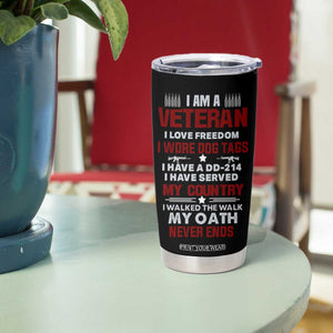 Proud Veteran Tumbler Cup DD-214 Armed Forces Military Alumni American Flag TB10 Print Your Wear