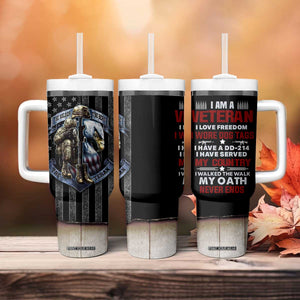 Proud Veteran Tumbler With Handle DD-214 Armed Forces Military Alumni American Flag TB10 Print Your Wear