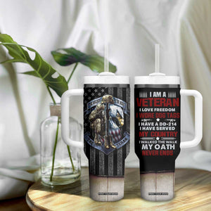 Proud Veteran Tumbler With Handle DD-214 Armed Forces Military Alumni American Flag TB10 Print Your Wear