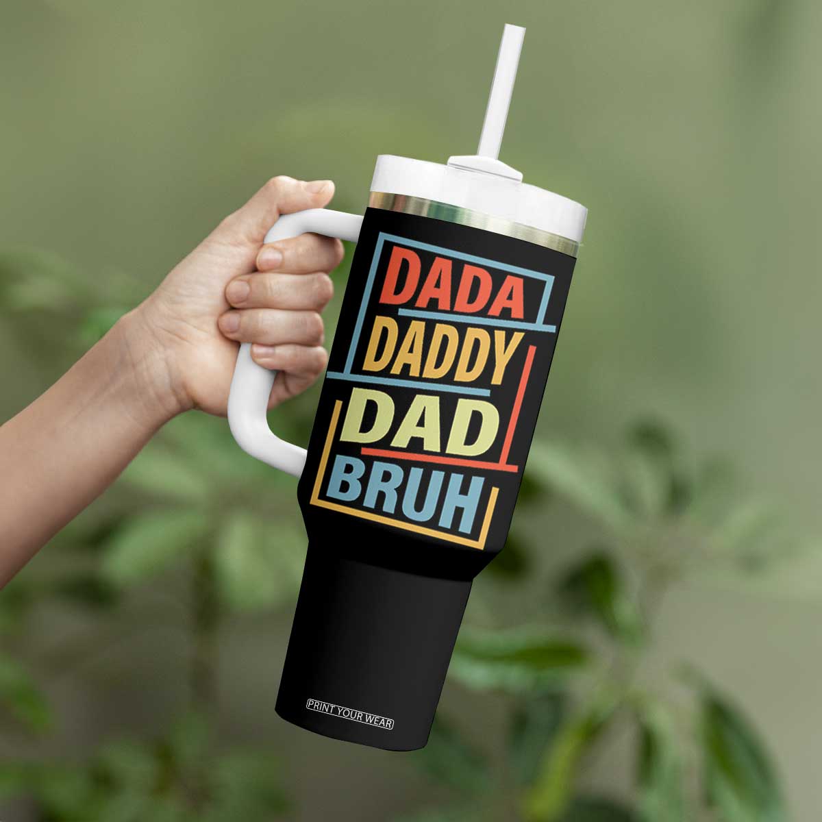 Dad Gifts From Kids Tumbler With Handle Retro Dada Daddy Dad Bruh Funny Husband Fathers Day TB10 Print Your Wear