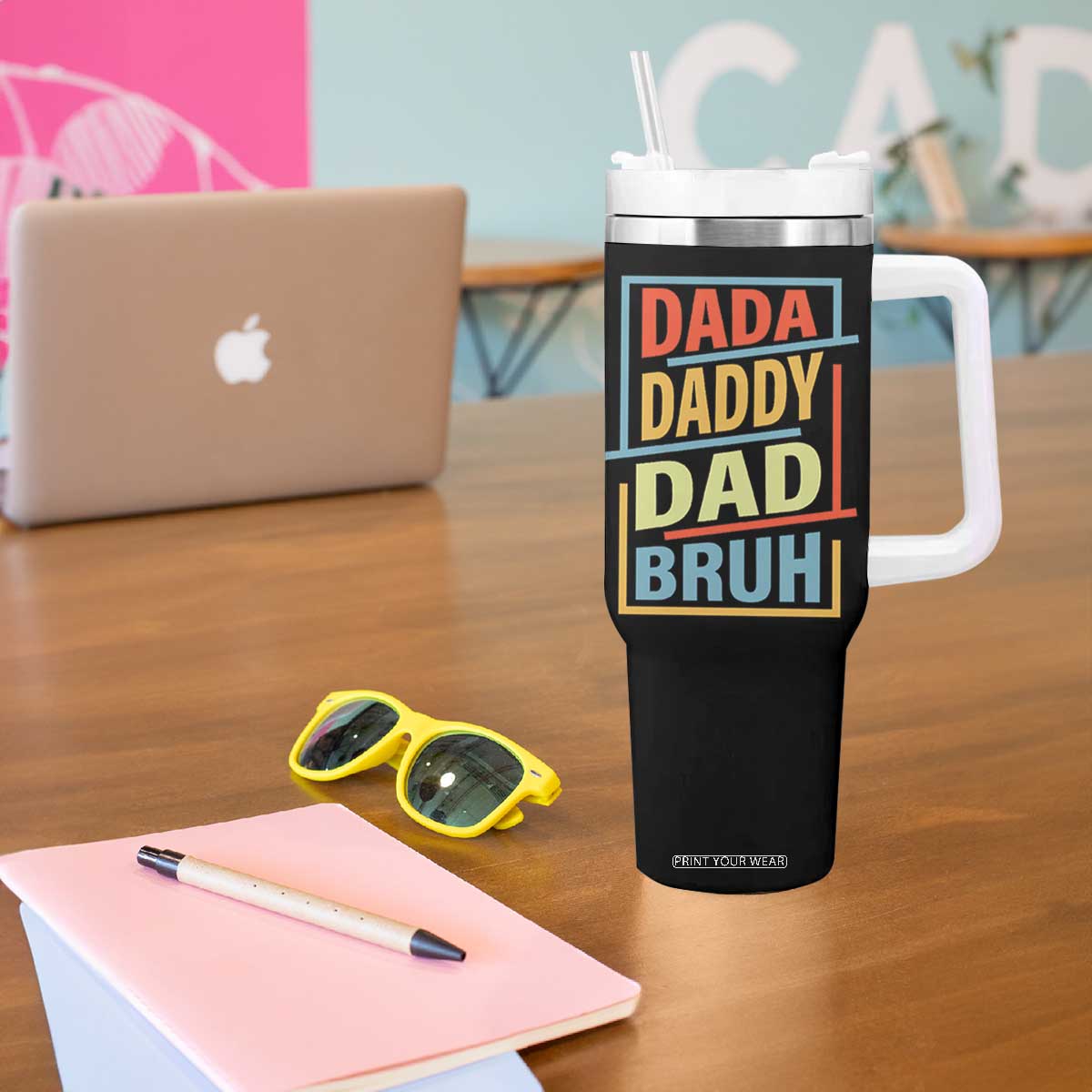 Dad Gifts From Kids Tumbler With Handle Retro Dada Daddy Dad Bruh Funny Husband Fathers Day TB10 Print Your Wear
