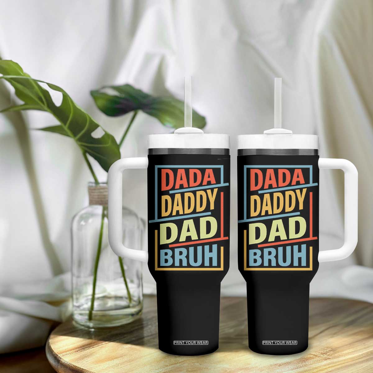 Dad Gifts From Kids Tumbler With Handle Retro Dada Daddy Dad Bruh Funny Husband Fathers Day TB10 Print Your Wear