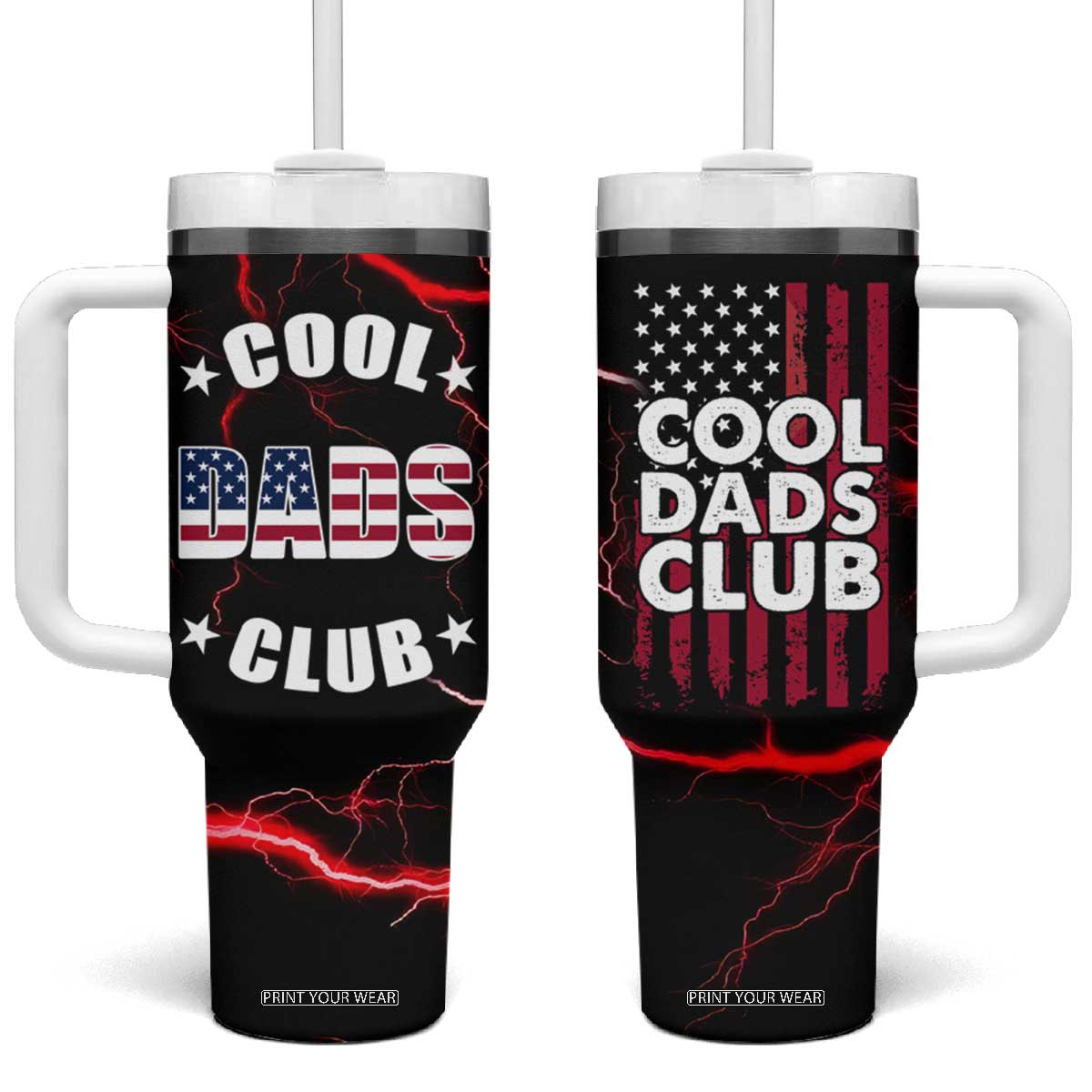 Christmas Gifts for Dad Tumbler With Handle Cool Dads Club Father's Day American Flag TB10 One Size: 40 oz Black Print Your Wear