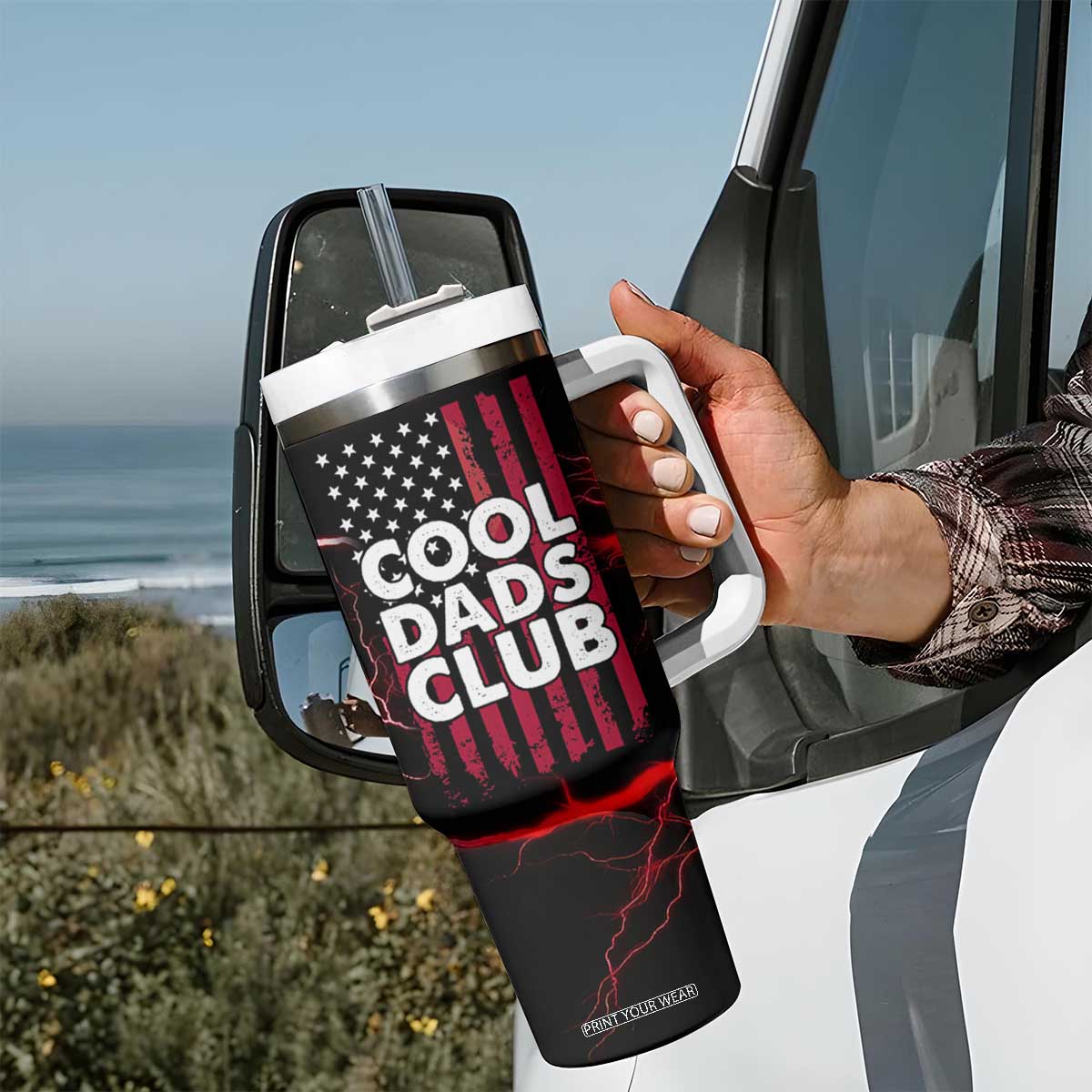 Christmas Gifts for Dad Tumbler With Handle Cool Dads Club Father's Day American Flag TB10 Print Your Wear