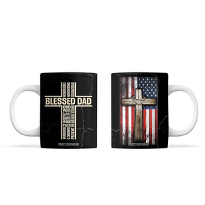 Christian Dad Coffee Mug Blessed Dad Cross Fathers Day TB10 Black Print Your Wear
