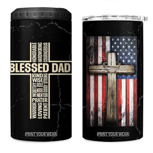 Christian Dad 4 in 1 Can Cooler Tumbler Blessed Dad Cross Fathers Day TB10 One Size: 16 oz Black Print Your Wear