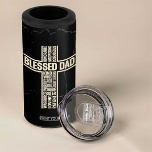 Christian Dad 4 in 1 Can Cooler Tumbler Blessed Dad Cross Fathers Day TB10 Print Your Wear