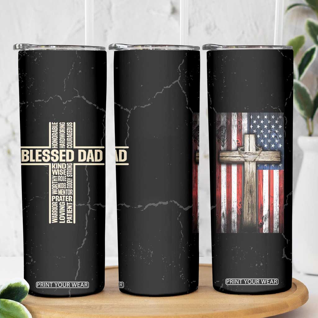 Christian Dad Skinny Tumbler Blessed Dad Cross Fathers Day TB10 Print Your Wear