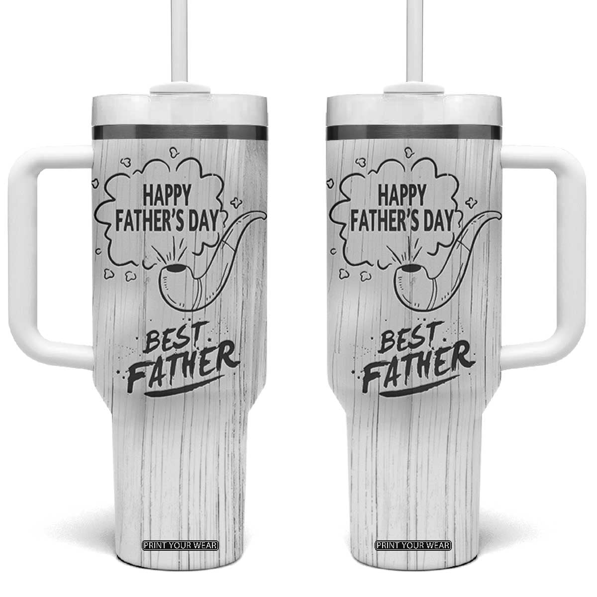 Fathers Day Gift For Dad Tumbler With Handle Vintage Pipe Smoking Dad TB10 One Size: 40 oz Grey Print Your Wear