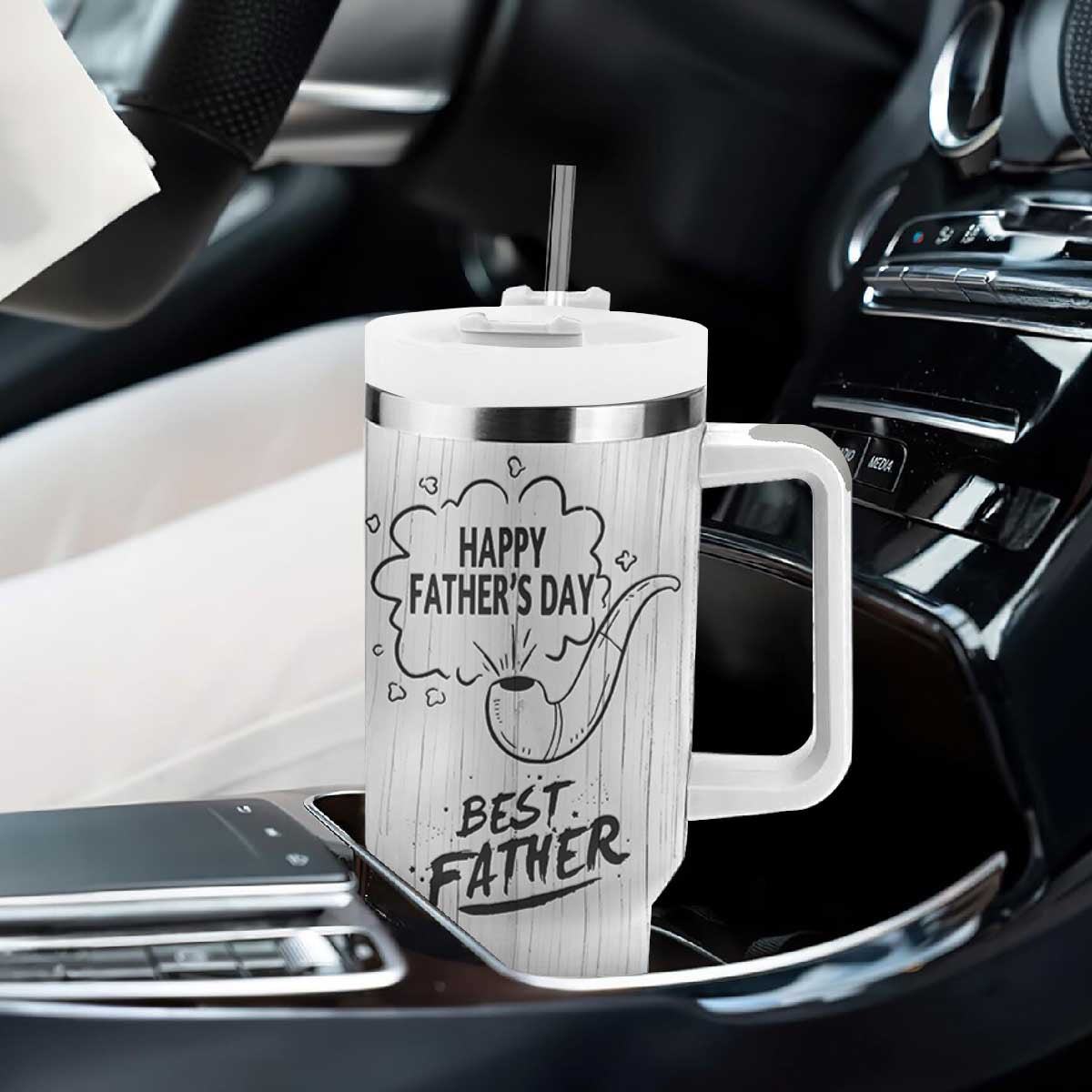 Fathers Day Gift For Dad Tumbler With Handle Vintage Pipe Smoking Dad TB10 Print Your Wear