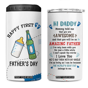 First Fathers Day 4 in 1 Can Cooler Tumbler New Baby 1st Daddy Gifts Ideas TB10 One Size: 16 oz White Print Your Wear