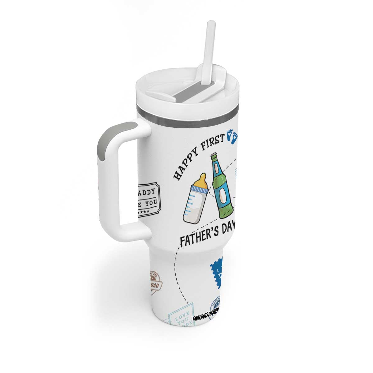 First Fathers Day Tumbler With Handle New Baby 1st Daddy Gifts Ideas TB10 Print Your Wear