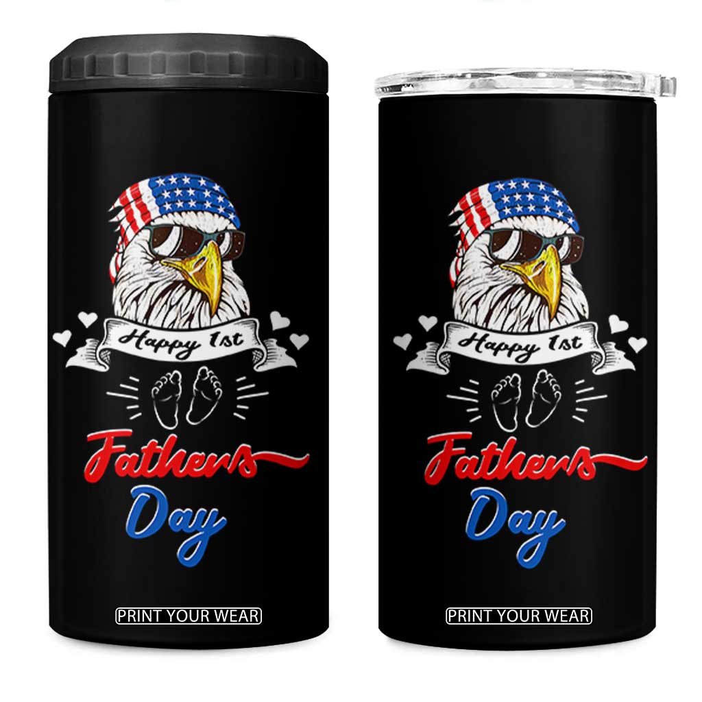Happy 1st Fathers Day 4 in 1 Can Cooler Tumbler First Time Daddy New Baby Gifts Ideas Eagle TB10 One Size: 16 oz Black Print Your Wear