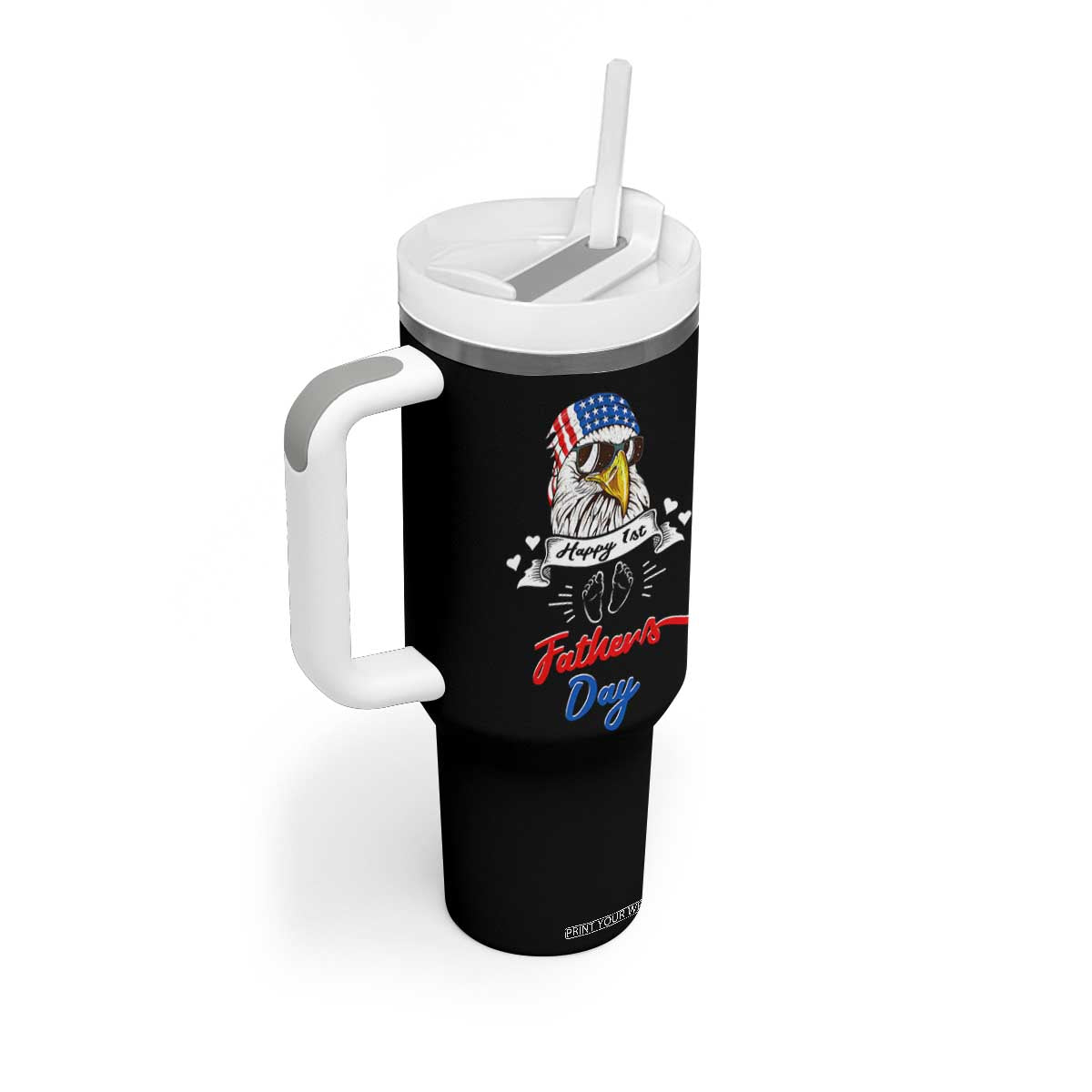 Happy 1st Fathers Day Tumbler With Handle First Time Daddy New Baby Gifts Ideas Eagle TB10 Print Your Wear