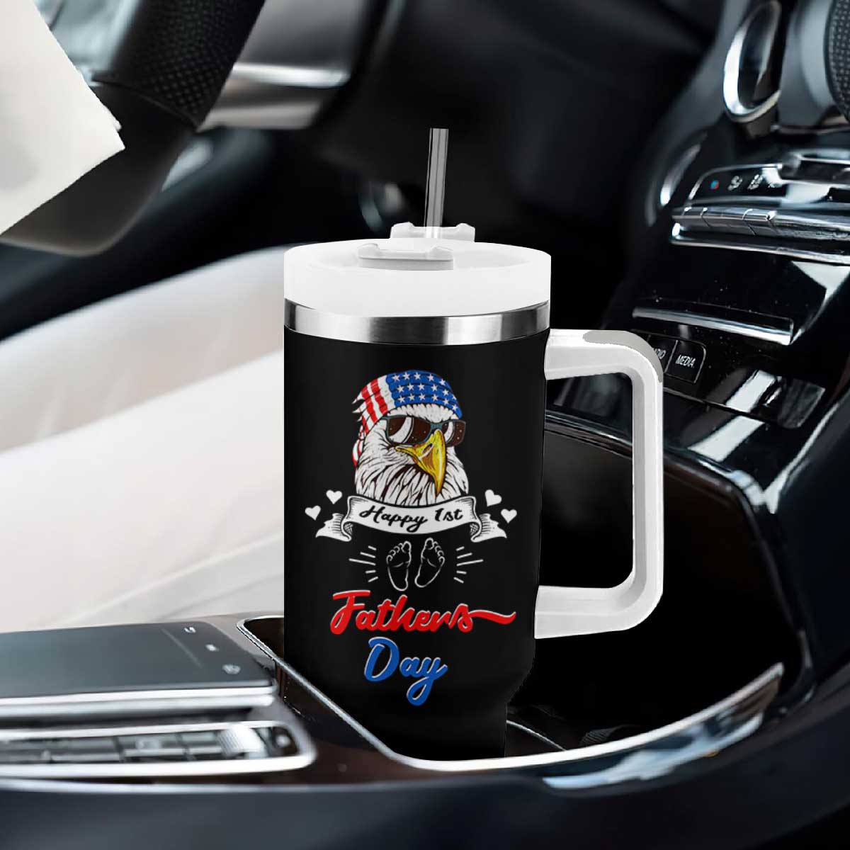 Happy 1st Fathers Day Tumbler With Handle First Time Daddy New Baby Gifts Ideas Eagle TB10 Print Your Wear