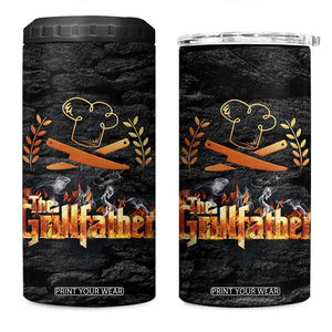 Funny Grilling BBQ 4 in 1 Can Cooler Tumbler The Grillfather Fathers Day TB10 One Size: 16 oz Black Print Your Wear