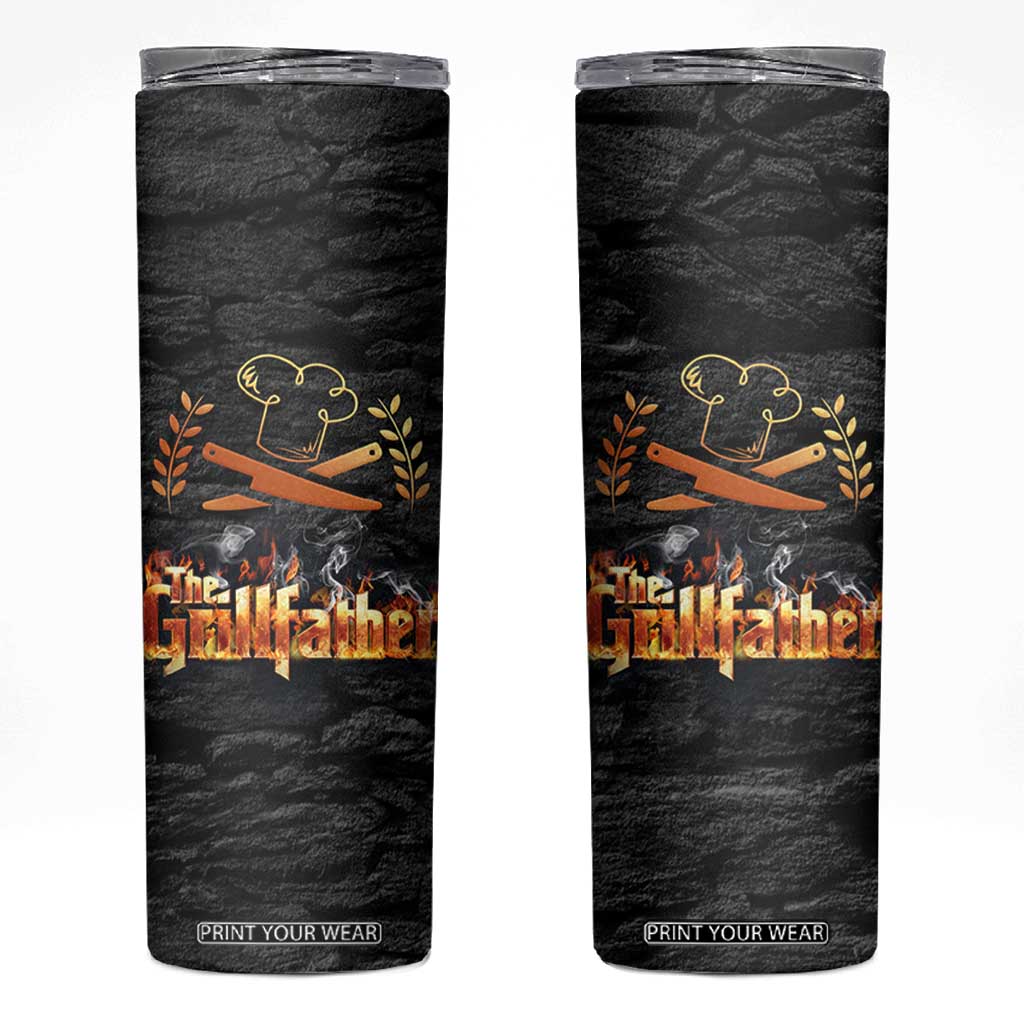 Funny Grilling BBQ Skinny Tumbler The Grillfather Fathers Day TB10 Black Print Your Wear