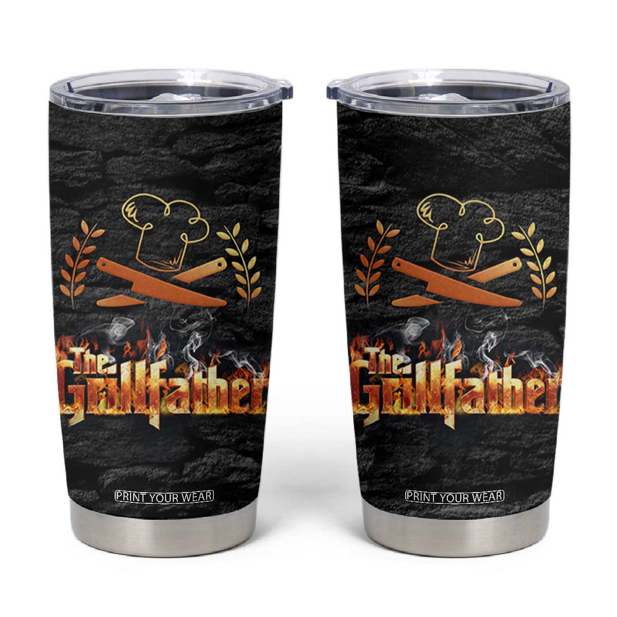Funny Grilling BBQ Tumbler Cup The Grillfather Fathers Day TB10 Black Print Your Wear