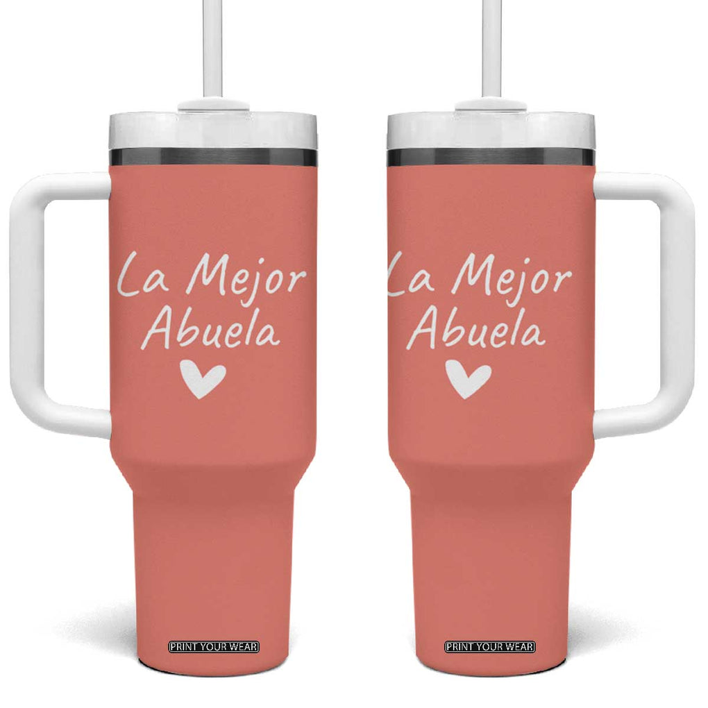 Grandma Gifts in Spanish Tumbler With Handle La Mejor Abuela TB10 One Size: 40 oz Peach Print Your Wear