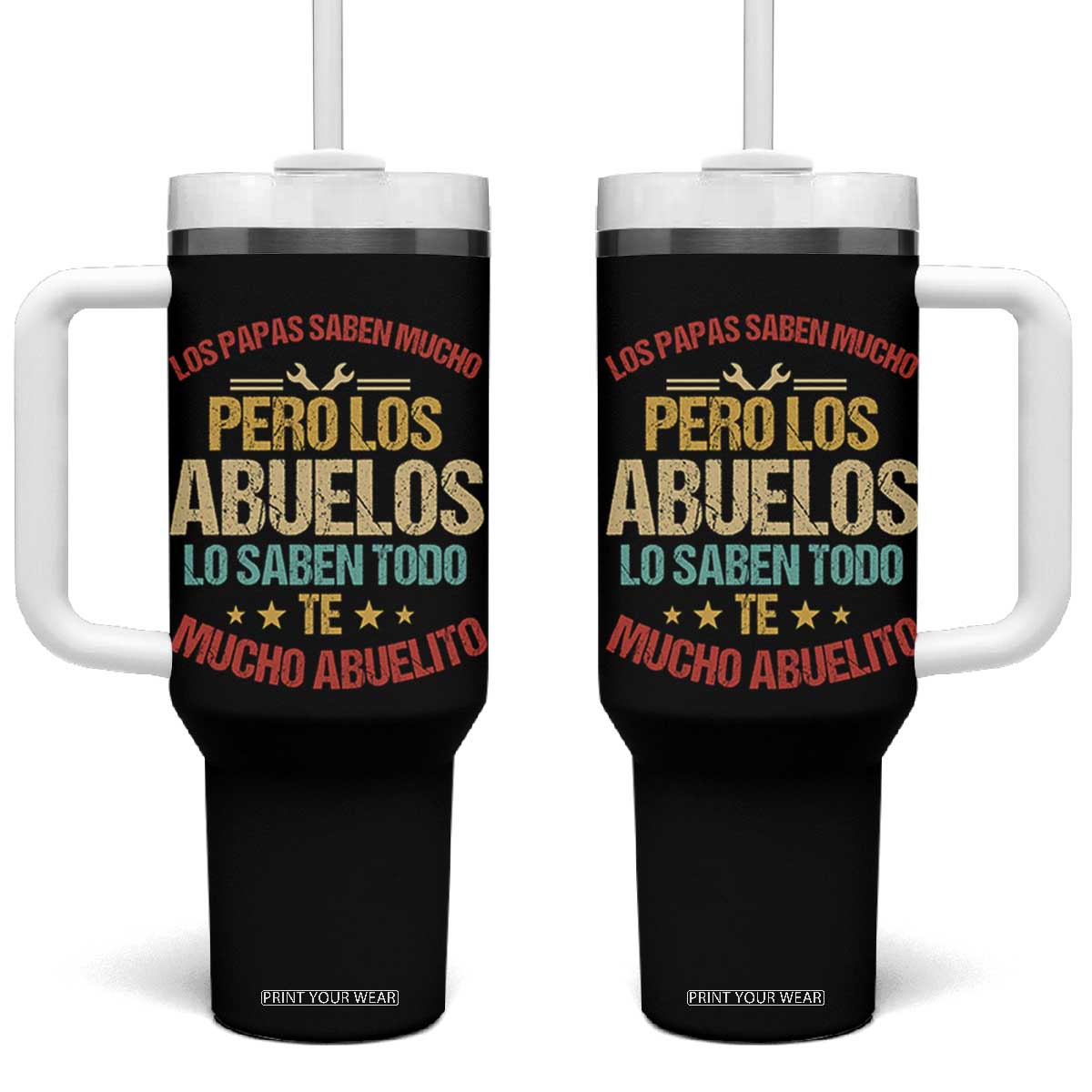 Grandpa In Spanish Abuelito Tumbler With Handle Regalos para el Mejor Abuelo del Mundo TB10 One Size: 40 oz Black Print Your Wear