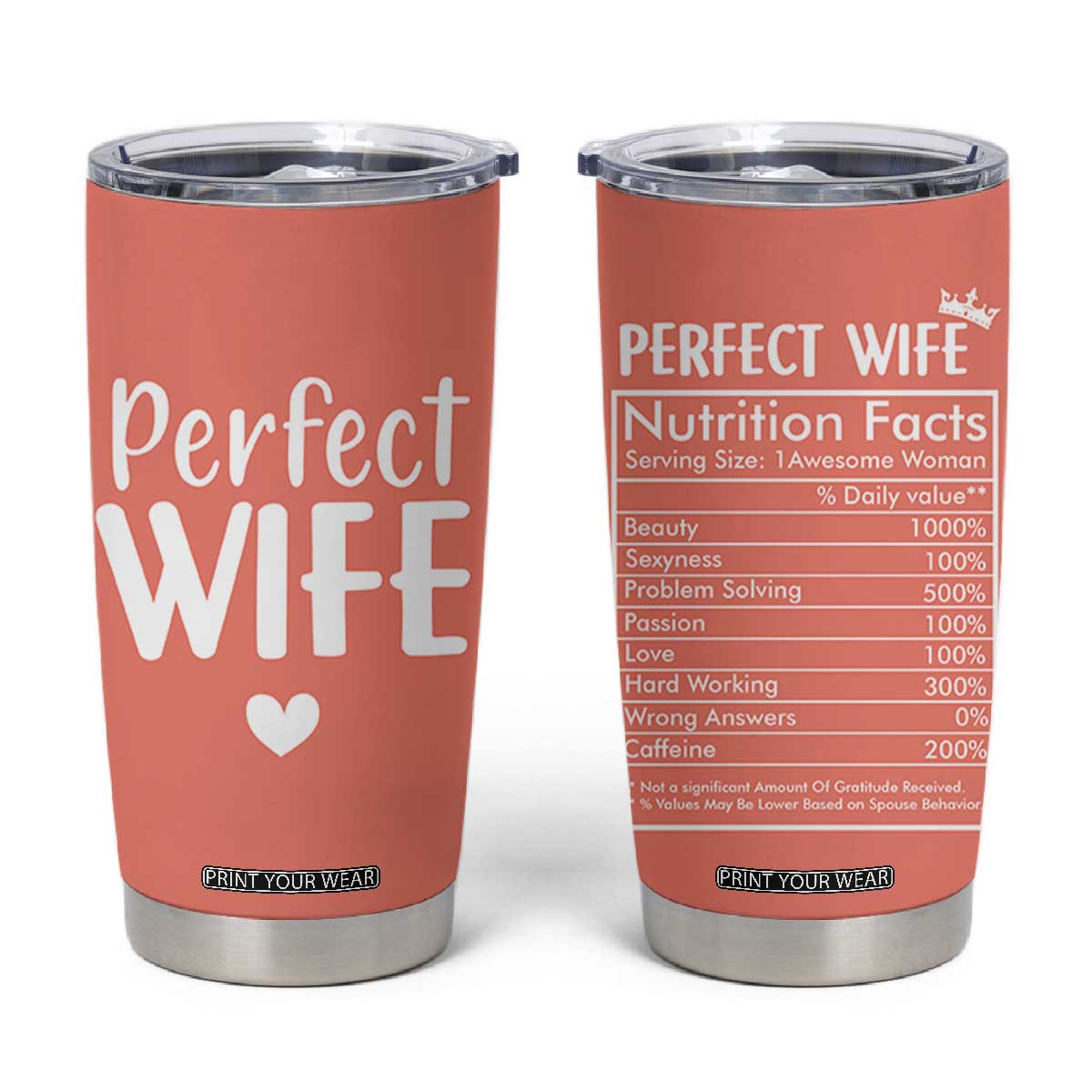 Gifts for Wife From Husband Tumbler Cup Wedding Anniversary Valentines Day Gift For Her Wifes Wifey TB10 Peach Print Your Wear