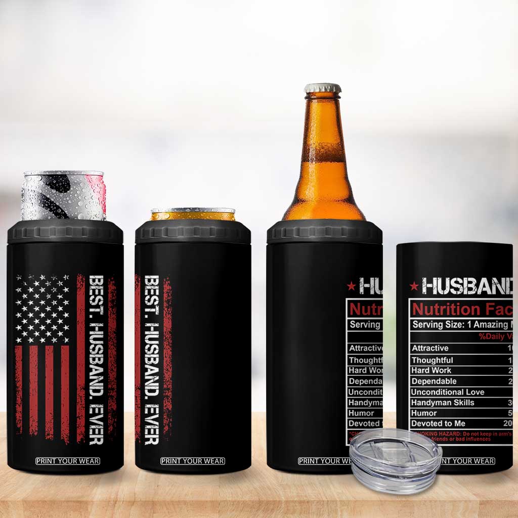 Best Husband Ever 4 in 1 Can Cooler Tumbler Wedding Anniversary Valentines Day Gift For Him US Flag TB10 Print Your Wear