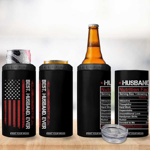 Best Husband Ever 4 in 1 Can Cooler Tumbler Wedding Anniversary Valentines Day Gift For Him US Flag TB10 Print Your Wear