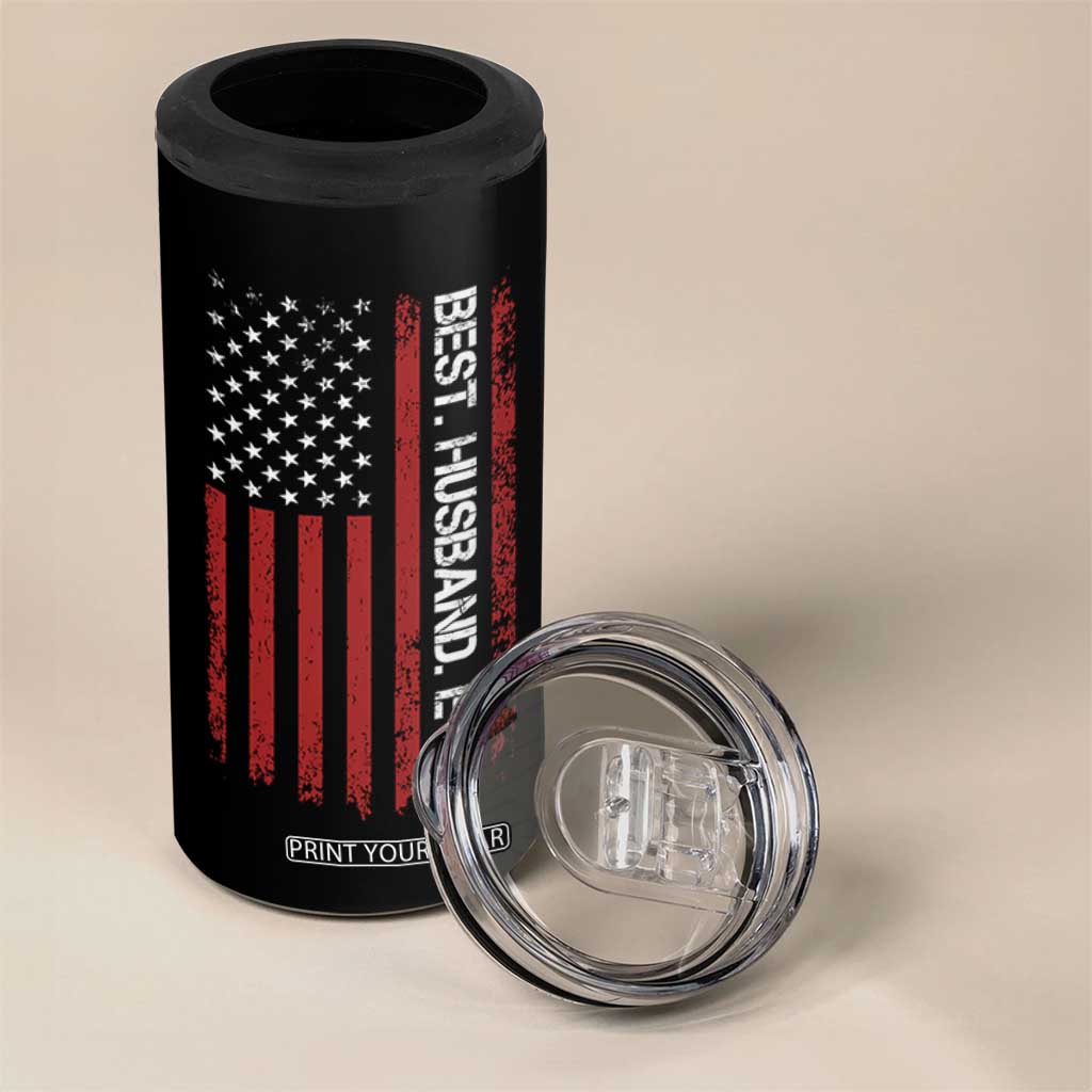 Best Husband Ever 4 in 1 Can Cooler Tumbler Wedding Anniversary Valentines Day Gift For Him US Flag TB10 Print Your Wear
