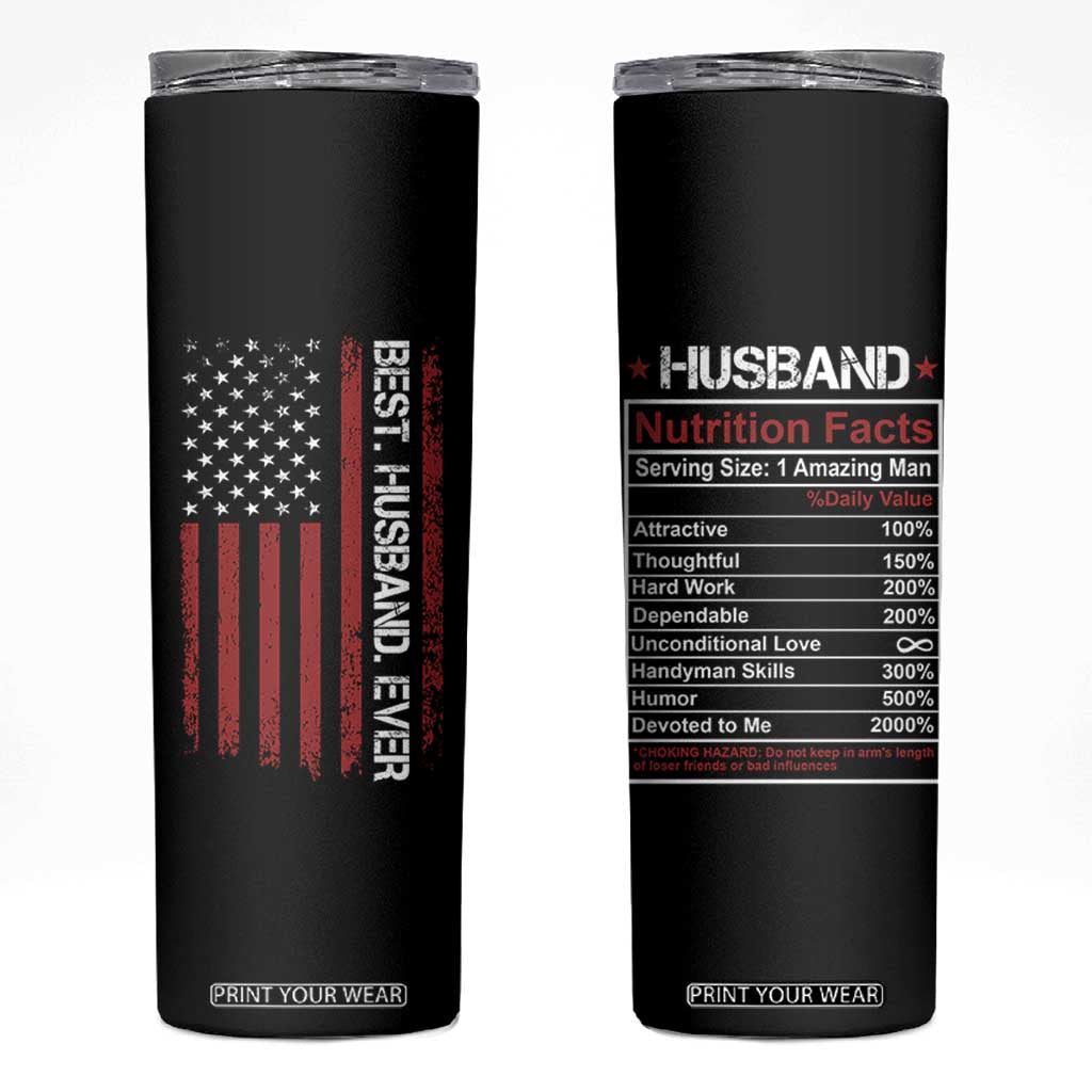 Best Husband Ever Skinny Tumbler Wedding Anniversary Valentines Day Gift For Him US Flag TB10 Black Print Your Wear