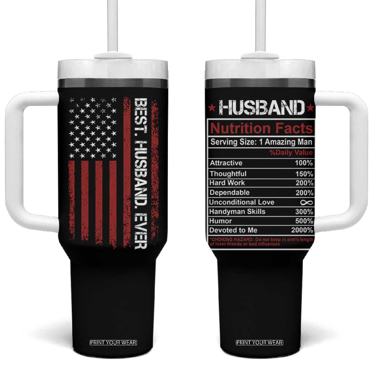 Best Husband Ever Tumbler With Handle Wedding Anniversary Valentines Day Gift For Him US Flag TB10 One Size: 40 oz Black Print Your Wear