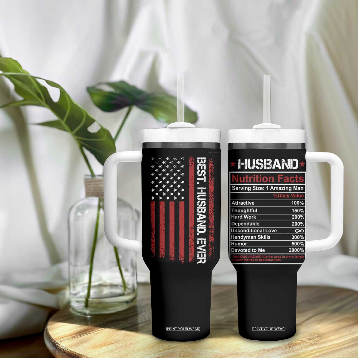 Best Husband Ever Tumbler With Handle Wedding Anniversary Valentines Day Gift For Him US Flag TB10 Print Your Wear