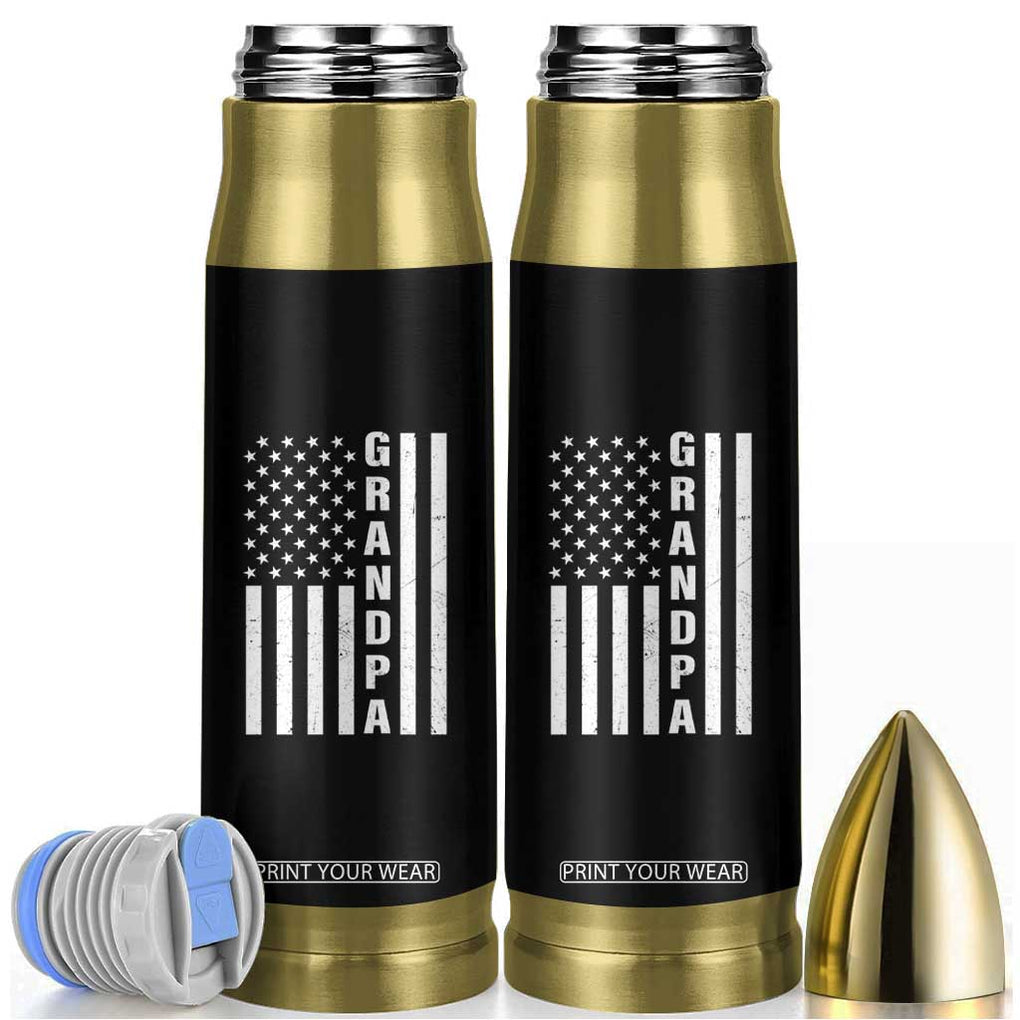 Grandpa Bullet Tumbler Vintage American Flag Fathers Day TB10 Black Print Your Wear
