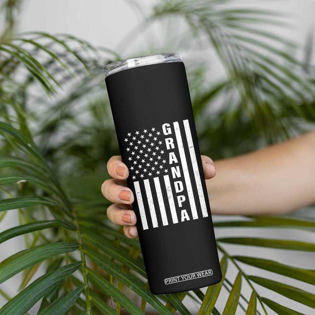 Grandpa Skinny Tumbler Vintage American Flag Fathers Day TB10 Print Your Wear