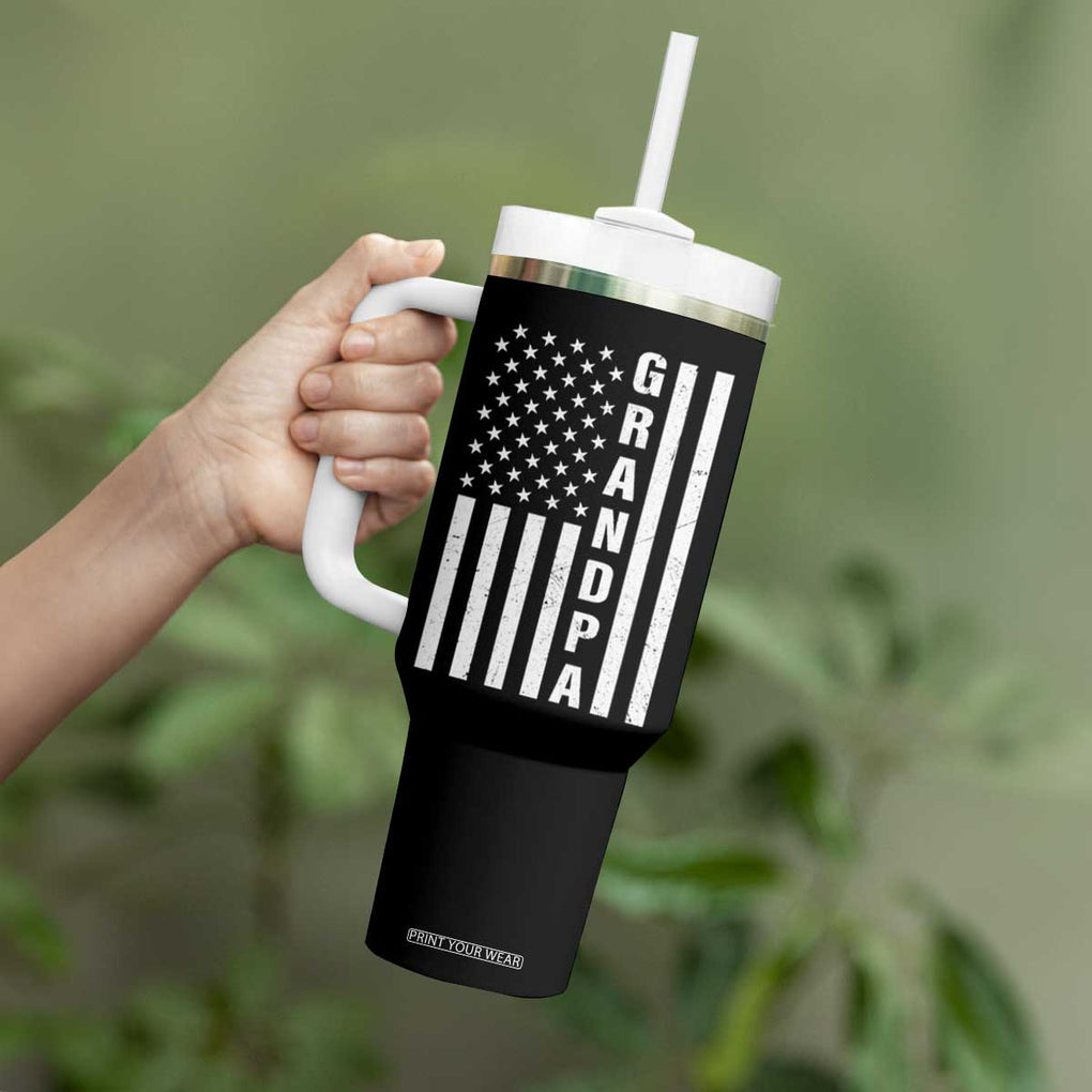 Grandpa Tumbler With Handle Vintage American Flag Fathers Day TB10 Print Your Wear