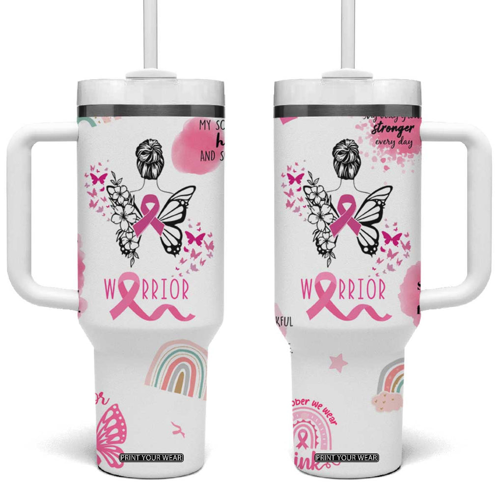 Breast Cancer Survivor Tumbler With Handle With Inspirational Words Get Well Soon Gifts TB10 One Size: 40 oz White Print Your Wear