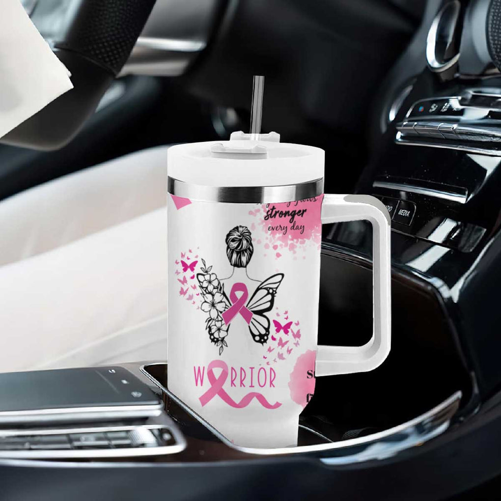 Breast Cancer Survivor Tumbler With Handle With Inspirational Words Get Well Soon Gifts TB10 Print Your Wear