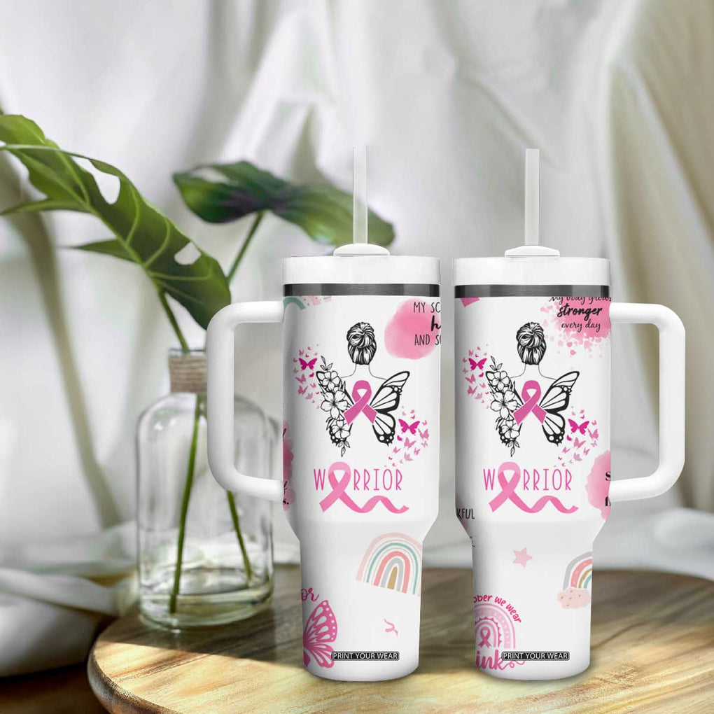 Breast Cancer Survivor Tumbler With Handle With Inspirational Words Get Well Soon Gifts TB10 Print Your Wear
