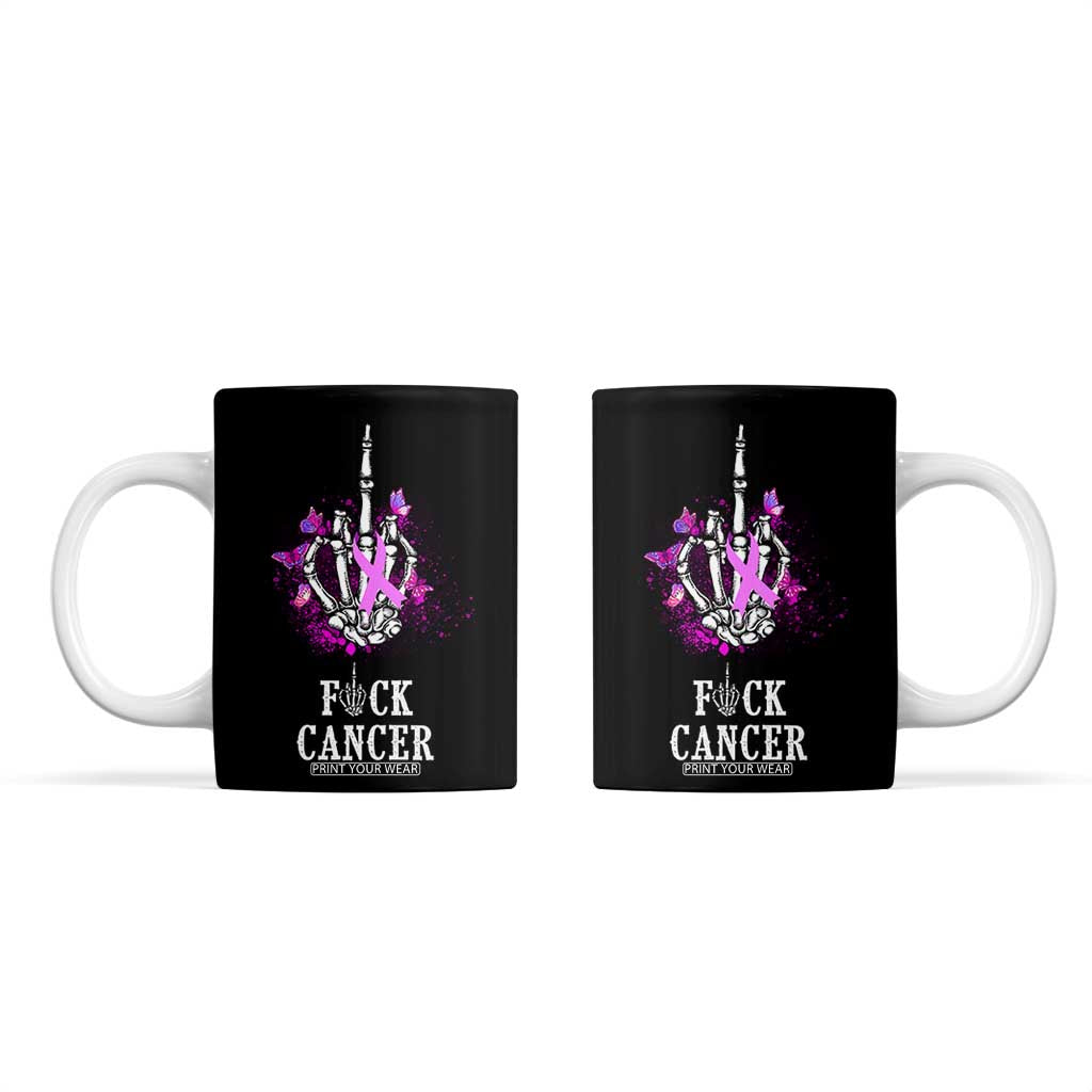 Pink Ribbon Fck Cancer Coffee Mug Recovery Support Gifts For Survivors TB10 Black Print Your Wear