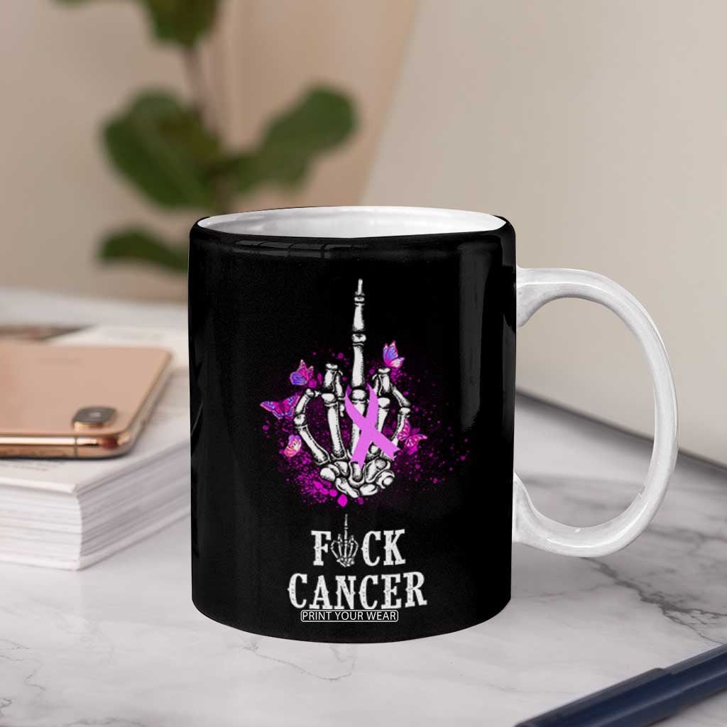 Pink Ribbon Fck Cancer Coffee Mug Recovery Support Gifts For Survivors TB10 Print Your Wear