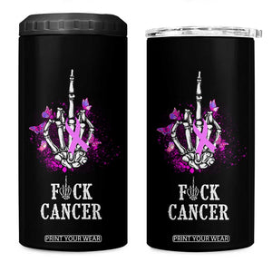 Pink Ribbon Fck Cancer 4 in 1 Can Cooler Tumbler Recovery Support Gifts For Survivors TB10 One Size: 16 oz Black Print Your Wear