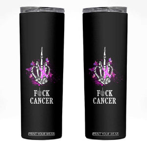 Pink Ribbon Fck Cancer Skinny Tumbler Recovery Support Gifts For Survivors TB10 Black Print Your Wear