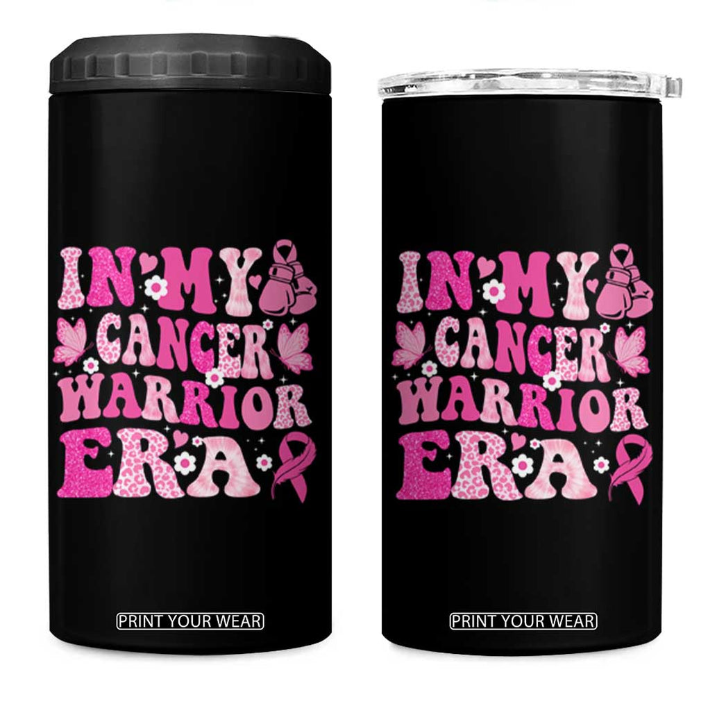 Breast Cancer Survivor 4 in 1 Can Cooler Tumbler Pink Ribbon In My Cancer Warrior Era Groovy TB10 One Size: 16 oz Black Print Your Wear