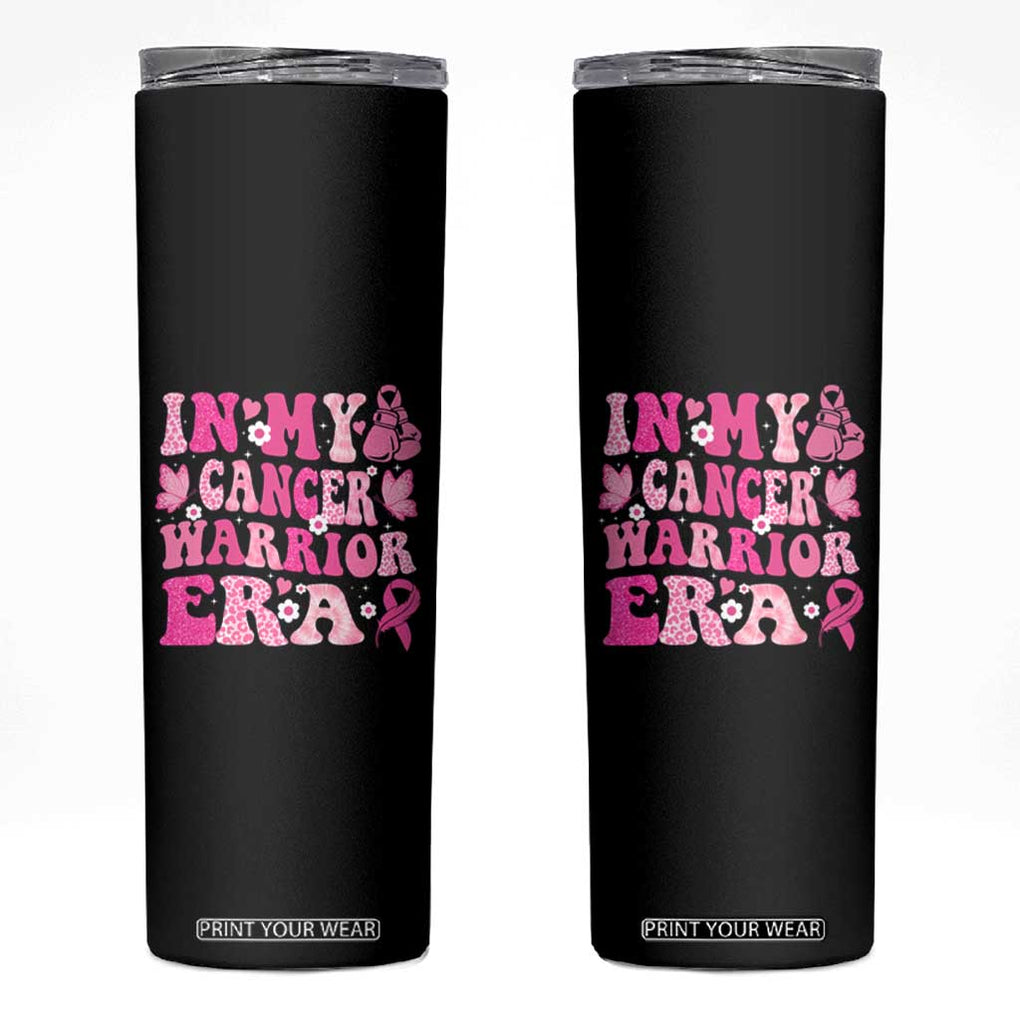 Breast Cancer Survivor Skinny Tumbler Pink Ribbon In My Cancer Warrior Era Groovy TB10 Black Print Your Wear