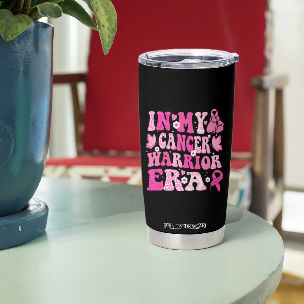 Breast Cancer Survivor Tumbler Cup Pink Ribbon In My Cancer Warrior Era Groovy TB10 Print Your Wear