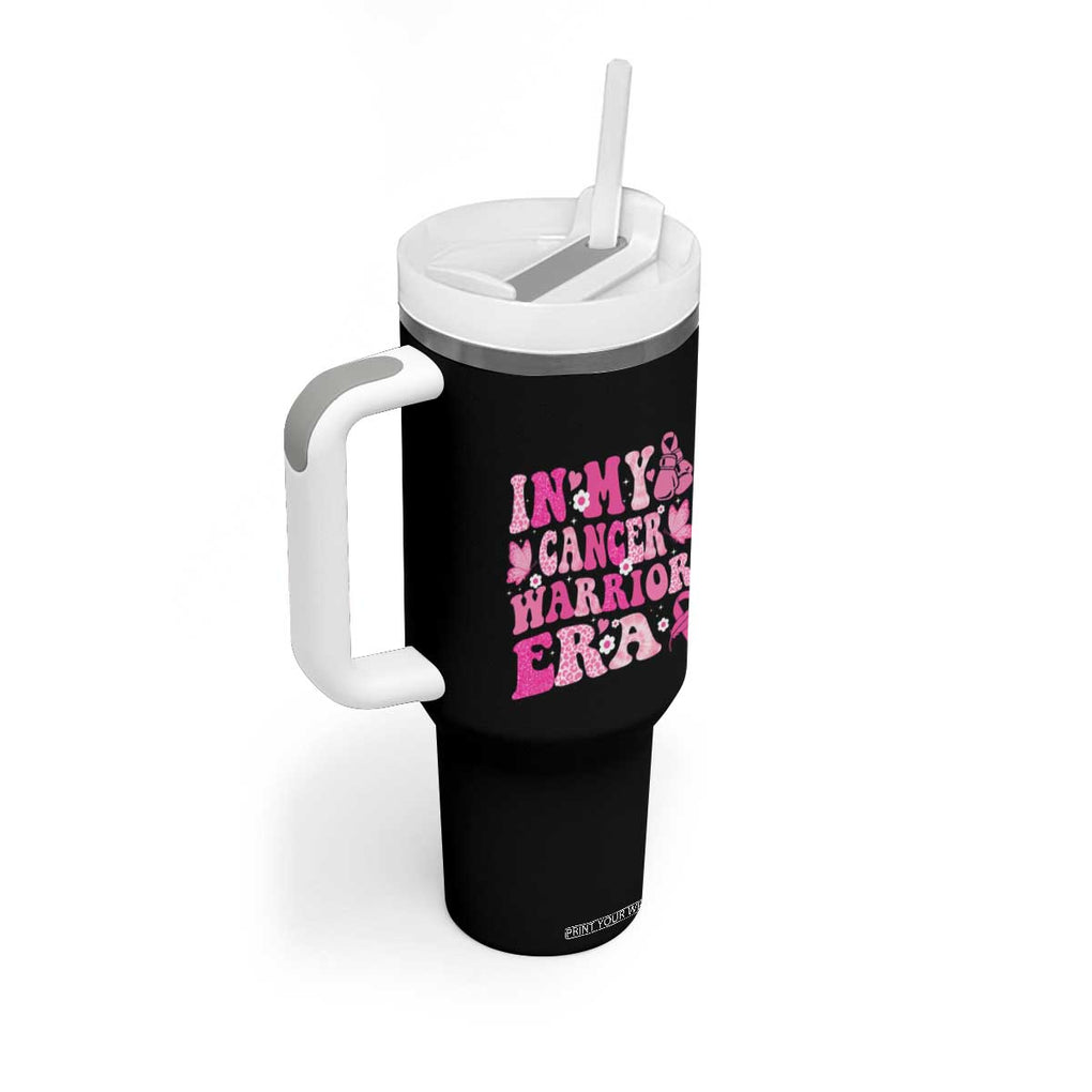 Breast Cancer Survivor Tumbler With Handle Pink Ribbon In My Cancer Warrior Era Groovy TB10 Print Your Wear